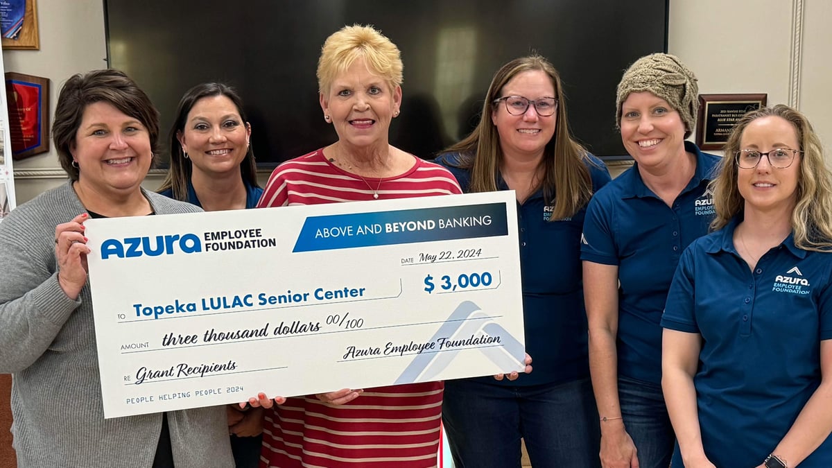 Topeka LULAC Senior Center receives $3,000 grant from Azura Credit Union.